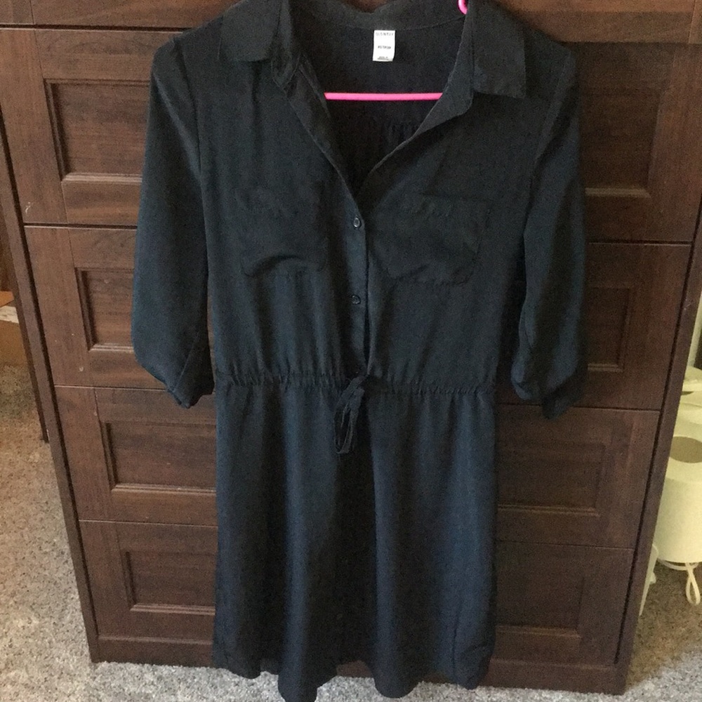 Old navy black button up long sleeve dress